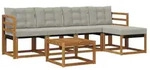 vidaXL Gartenlounge-Set Outdoor-Sofagarnitur 6 stk. Nat&uuml;rlich und Hellgrau,...