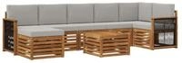 vidaXL Gartenlounge-Set Outdoor-Sofagarnitur 7 stk. Nat&uuml;rlich und Hellgrau,...