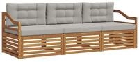 vidaXL Gartenlounge-Set Outdoor-Sofagarnitur 3 stk. Nat&uuml;rlich und Hellgrau,...