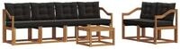 vidaXL Gartenlounge-Set Outdoor-Sofagarnitur 7 stk. Nat&uuml;rlich und Schwarz,...