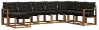vidaXL Gartenlounge-Set Outdoor-Sofagarnitur 8 stk. Nat&uuml;rlich und Schwarz,...