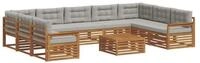 vidaXL Gartenlounge-Set Outdoor-Sofagarnitur 10 stk. Nat&uuml;rlich und Hellgrau,