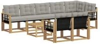 vidaXL Gartenlounge-Set Outdoor-Sofagarnitur 9 stk. Wei&szlig; und Hellgrau, (9-tlg)