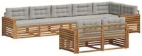 vidaXL Gartenlounge-Set Outdoor-Sofagarnitur 8 stk. Nat&uuml;rlich und Hellgrau,...