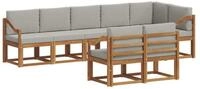 vidaXL Gartenlounge-Set Outdoor-Sofagarnitur 8 stk. Nat&uuml;rlich und Hellgrau,...
