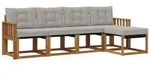 vidaXL Gartenlounge-Set Outdoor-Sofagarnitur 5 stk. Nat&uuml;rlich und Hellgrau,...