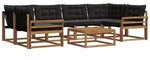 vidaXL Gartenlounge-Set Outdoor-Sofagarnitur 7 stk. Nat&uuml;rlich und Schwarz,...