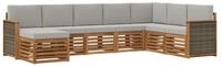 vidaXL Gartenlounge-Set Outdoor-Sofagarnitur 6 stk. Nat&uuml;rlich und Hellgrau,...
