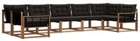 vidaXL Gartenlounge-Set Outdoor-Sofagarnitur 7 stk. Nat&uuml;rlich und Schwarz,...