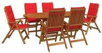 vidaXL Gartenlounge-Set 7-teiliges Garten Essset Natur Massivholz