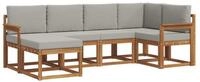 vidaXL Gartenlounge-Set Outdoor-Sofagarnitur 6 stk. Nat&uuml;rlich und Hellgrau,...