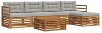 vidaXL Gartenlounge-Set Outdoor-Sofagarnitur 6 stk. Nat&uuml;rlich und Hellgrau,...