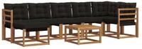 vidaXL Gartenlounge-Set Outdoor-Sofagarnitur 8 stk. Nat&uuml;rlich und Schwarz,...