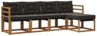 vidaXL Gartenlounge-Set Outdoor-Sofagarnitur 5 stk. Nat&uuml;rlich und Schwarz,...