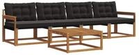 vidaXL Gartenlounge-Set Outdoor-Sofagarnitur 5 stk. Nat&uuml;rlich und Schwarz,...
