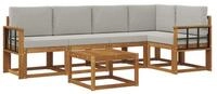 vidaXL Gartenlounge-Set Outdoor-Sofagarnitur 6 stk. Nat&uuml;rlich und Hellgrau,...