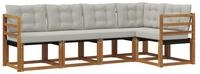 vidaXL Gartenlounge-Set Outdoor-Sofagarnitur 5 stk. Nat&uuml;rlich und Hellgrau,...