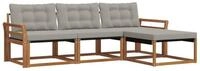 vidaXL Gartenlounge-Set Outdoor-Sofagarnitur 4 stk. Nat&uuml;rlich und Hellgrau,...