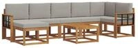 vidaXL Gartenlounge-Set Outdoor-Sofagarnitur 8 stk. Nat&uuml;rlich und Hellgrau,...