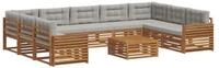 vidaXL Gartenlounge-Set Outdoor-Sofagarnitur 10 stk. Nat&uuml;rlich und Hellgrau,