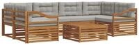 vidaXL Gartenlounge-Set Outdoor-Sofagarnitur 7 stk. Nat&uuml;rlich und Hellgrau,...