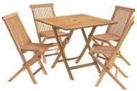 vidaXL Gartenlounge-Set 5-teiliges klappbares Garten-Bistro-Set Natur Massivholz