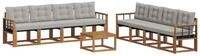 vidaXL Gartenlounge-Set Outdoor-Sofagarnitur 9 stk. Nat&uuml;rlich und Hellgrau,...