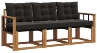 vidaXL Gartenlounge-Set Outdoor-Sofagarnitur 3 stk. Nat&uuml;rlich und Schwarz,...