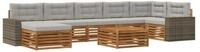 vidaXL Gartenlounge-Set Outdoor-Sofagarnitur 8 stk. Nat&uuml;rlich und Hellgrau,...