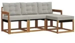vidaXL Gartenlounge-Set Outdoor-Sofagarnitur 4 stk. Nat&uuml;rlich und Hellgrau,...