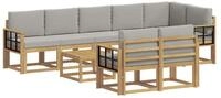 vidaXL Gartenlounge-Set Outdoor-Sofagarnitur 9 stk. Wei&szlig; und Hellgrau, (9-tlg)