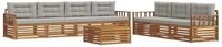 vidaXL Gartenlounge-Set Outdoor-Sofagarnitur 8 stk. Nat&uuml;rlich und Hellgrau,...
