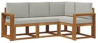 vidaXL Gartenlounge-Set Outdoor-Sofagarnitur 4 stk. Nat&uuml;rlich und Hellgrau,...