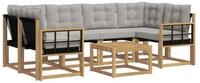 vidaXL Gartenlounge-Set Outdoor-Sofagarnitur 7 stk. Wei&szlig; und Hellgrau, (7-tlg)