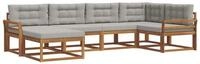 vidaXL Gartenlounge-Set Outdoor-Sofagarnitur 6 stk. Nat&uuml;rlich und Hellgrau,...