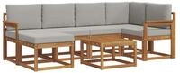 vidaXL Gartenlounge-Set Outdoor-Sofagarnitur 7 stk. Nat&uuml;rlich und Hellgrau,...