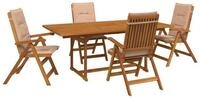 vidaXL Gartenlounge-Set 5-teiliges Garten-Esszimmer-Set Natur Massivholz