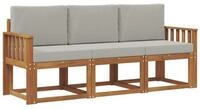 vidaXL Gartenlounge-Set Outdoor-Sofagarnitur 3 stk. Nat&uuml;rlich und Hellgrau,...