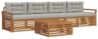 vidaXL Gartenlounge-Set Outdoor-Sofagarnitur 5 stk. Nat&uuml;rlich und Hellgrau,...