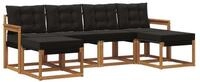 vidaXL Gartenlounge-Set Outdoor-Sofagarnitur 6 stk. Nat&uuml;rlich und Schwarz,...