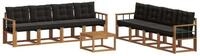 vidaXL Gartenlounge-Set Outdoor-Sofagarnitur 9 stk. Nat&uuml;rlich und Schwarz,...