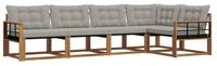vidaXL Gartenlounge-Set Outdoor-Sofagarnitur 5 stk. Nat&uuml;rlich und Hellgrau,...