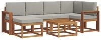 vidaXL Gartenlounge-Set Outdoor-Sofagarnitur 7 stk. Nat&uuml;rlich und Hellgrau,...