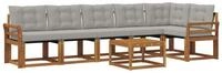 vidaXL Gartenlounge-Set Outdoor-Sofagarnitur 7 stk. Nat&uuml;rlich und Hellgrau,...