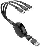 2GO 2GO Ladekabel 5in1 ALLinOne USB-AUSB-C Aufrollautomatik 1m USB-Kabel