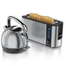 Arendo Fr&uuml;hst&uuml;cks-Set Edelstahl Wasserkocher 1,7l, 2-Scheiben Langschlitz...