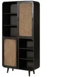 Massivmoebel24 Dreh-/Schwebet&uuml;renschrank VALENCIA (Mango 100x40x200 dunkelgrau