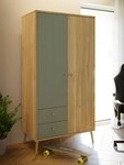 FORTE Kleiderschrank (B/H/T ca. 94,5x185,6x52,2 cm) Salbei, Dreht&uuml;renschrank,