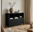 en.casa Sideboard, &raquo;Lukkodso&laquo; mit 3 T&uuml;ren, 6 F&auml;chern 77x110x30 cm Schwarz