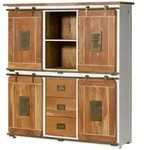 Massivmoebel24 Highboard RAILWAY Mango Massivholz wei&szlig; (Massivholz montiert...